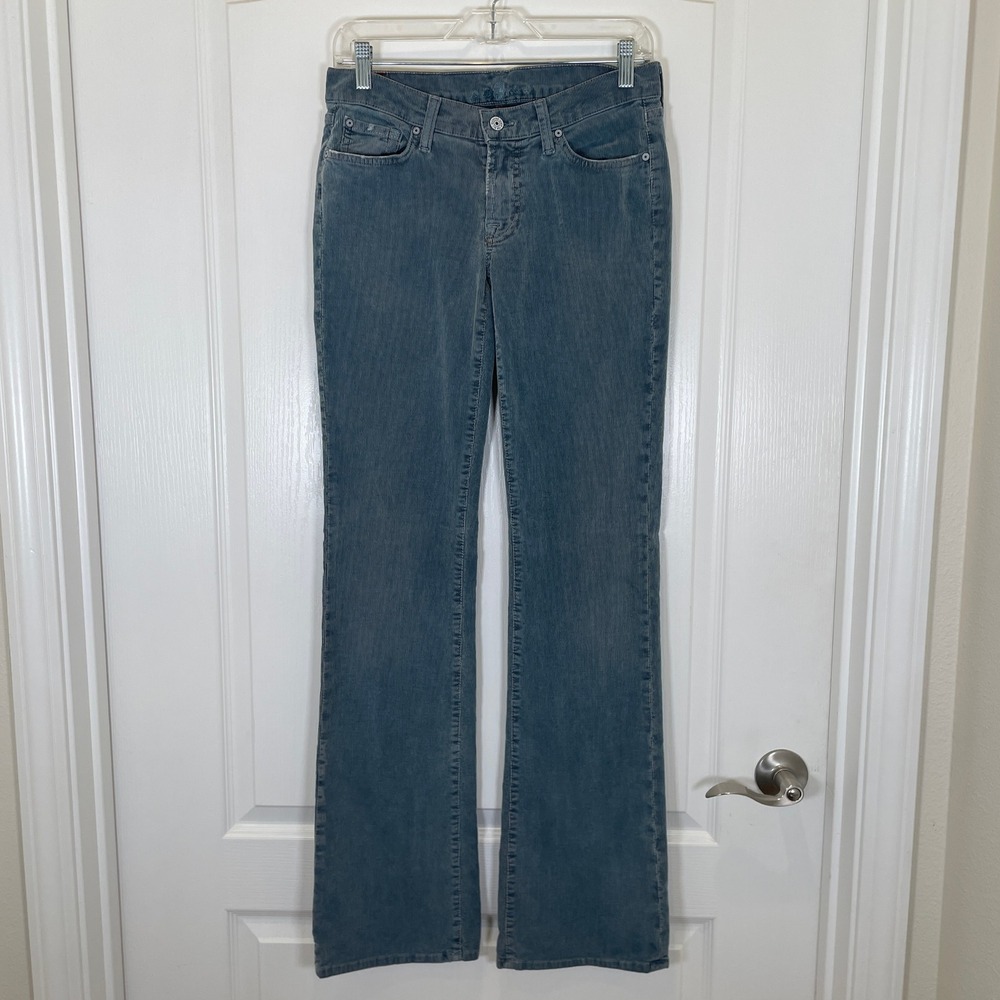 7 For‎ All Mankind Vintage Y2K Corduroy Bootcut Pants Blue Gray Low Rise 27